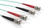 Patchcord DX OM3 (50/125) ST-ST LSZH Aqua  L=0,5m
